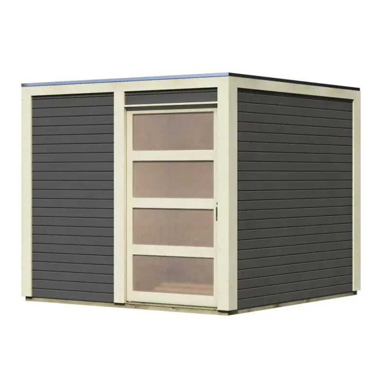 Abri de jardin en bois vitrifié gris 19mm Qubic 6,05m² - Karibu Ma boutique