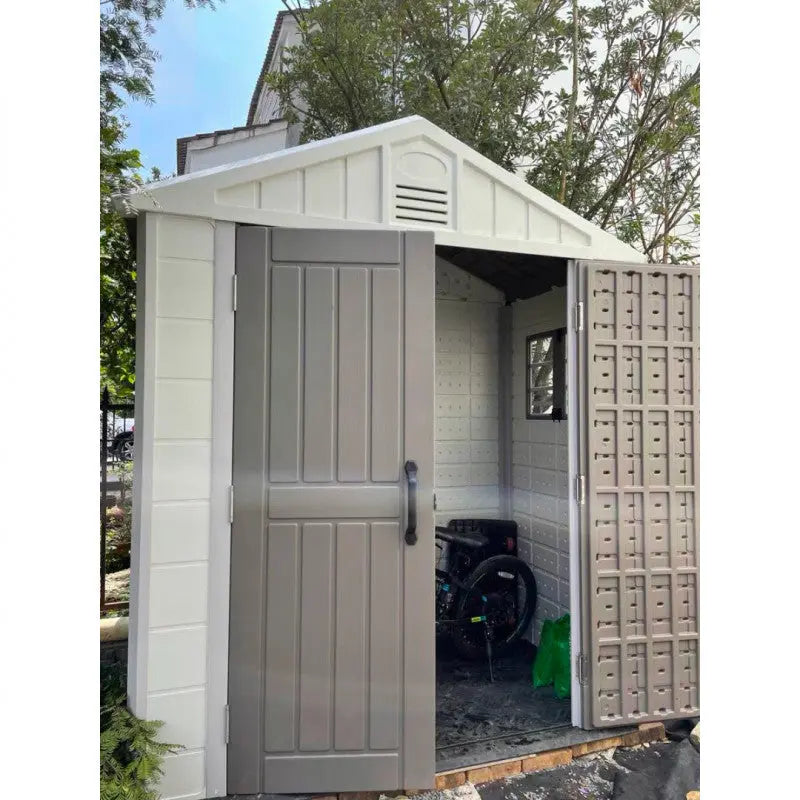 Abri de jardin en HDPE SunLife beige 4,97m² + plancher - Jôbu Ma boutique