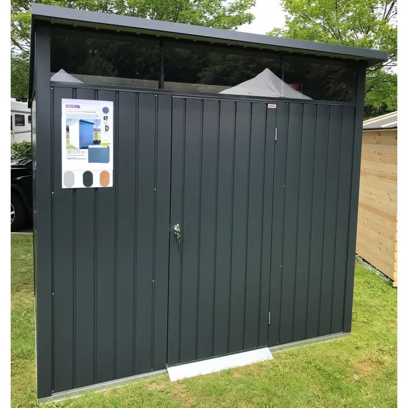 Abri de jardin en métal anthracite 3,92m² + kit d'ancrage + kit de fondation  DURAMAX Ma boutique