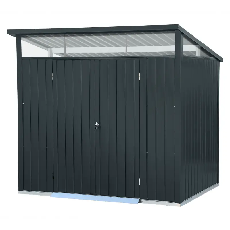 Abri de jardin en métal anthracite 5,22m² + kit d'ancrage + kit de fondation DURAMAX Ma boutique