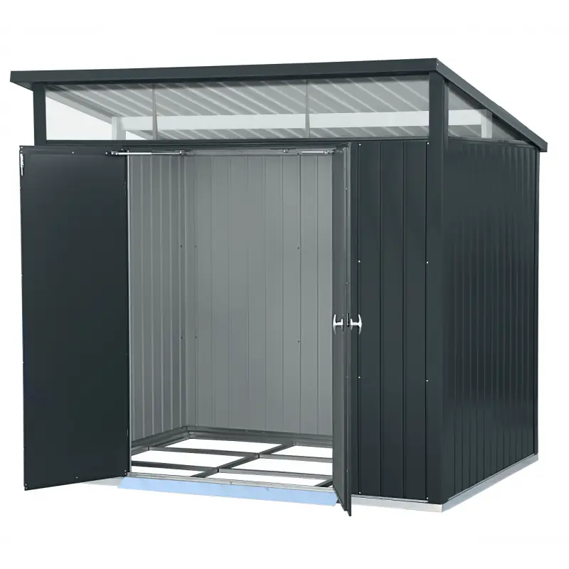 Abri de jardin en métal anthracite 5,22m² + kit d'ancrage + kit de fondation DURAMAX Ma boutique