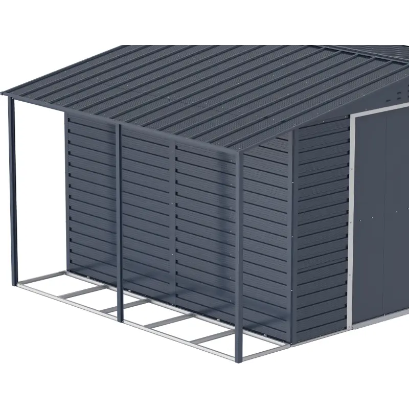 Abri de jardin en métal anthracite 9,75m² avec appentis + kit fondation ALPINE - DURAMAX Ma boutique