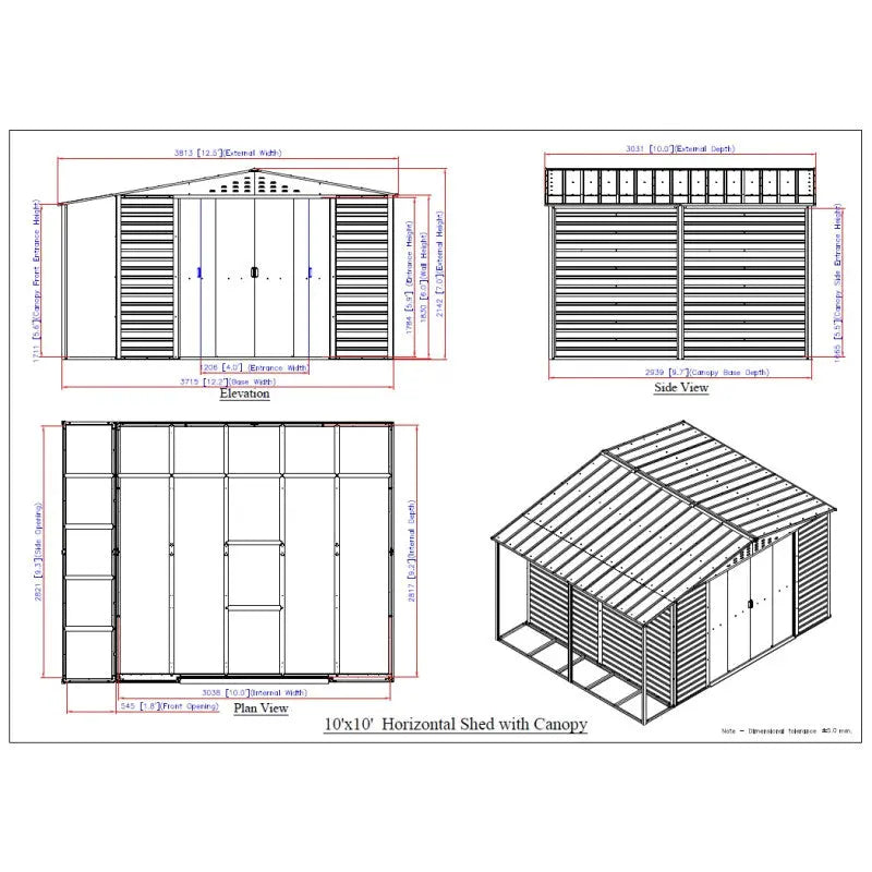 Abri de jardin en métal anthracite 9,75m² avec appentis + kit fondation ALPINE - DURAMAX Ma boutique