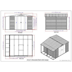 Abri de jardin en métal anthracite 9,75m² avec appentis + kit fondation ALPINE - DURAMAX Ma boutique