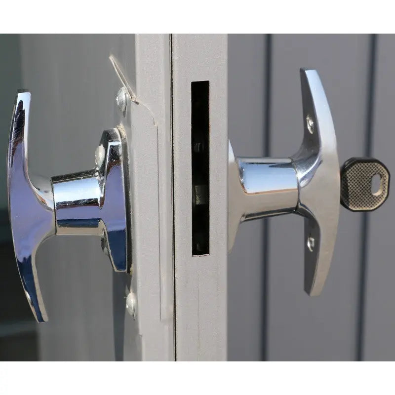 Abri de jardin en métal gris 3,92m² + kit d'ancrage + kit de fondation DURAMAX Ma boutique