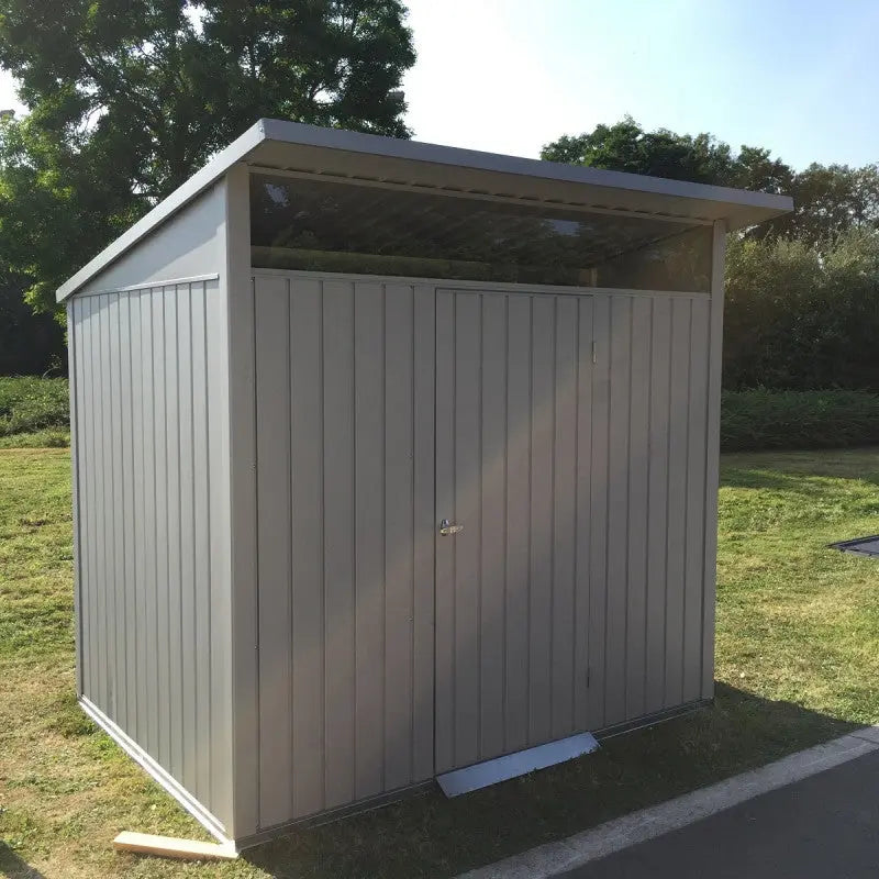 Abri de jardin en métal gris 3,92m² + kit d'ancrage + kit de fondation DURAMAX Ma boutique