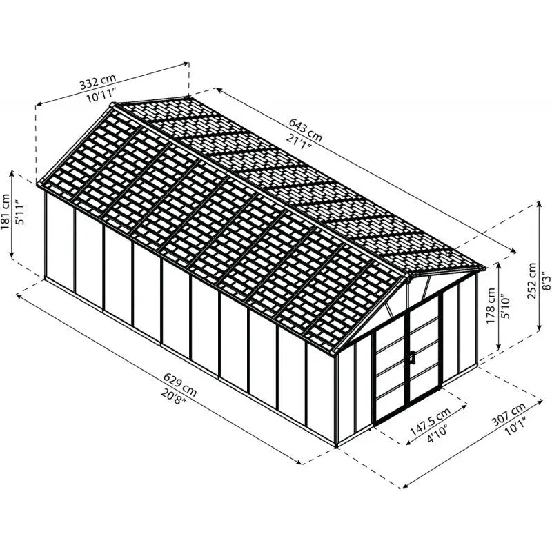 Abri de jardin en polycarbonate 21,3m² sans plancher YUKON - Palram - Canopia Ma boutique
