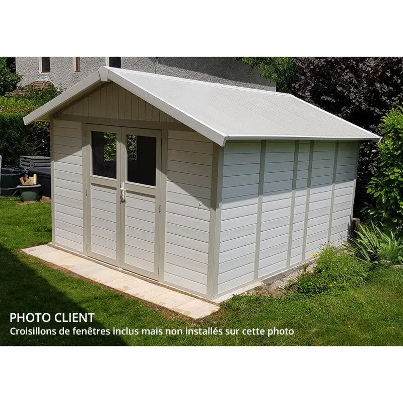 Abri de jardin en PVC 11,2m² DECO blanc et gris vert Grosfillex + kit ancrage offert Ma boutique