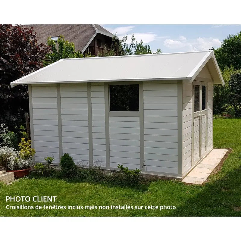 Abri de jardin en PVC 11,2m² DECO blanc et gris vert Grosfillex + kit ancrage offert Ma boutique