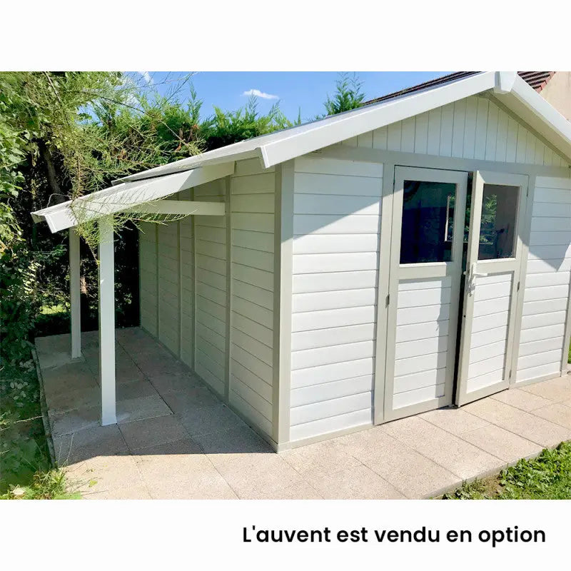 Abri de jardin en PVC 11,2m² DECO blanc et gris vert Grosfillex + kit ancrage offert Ma boutique