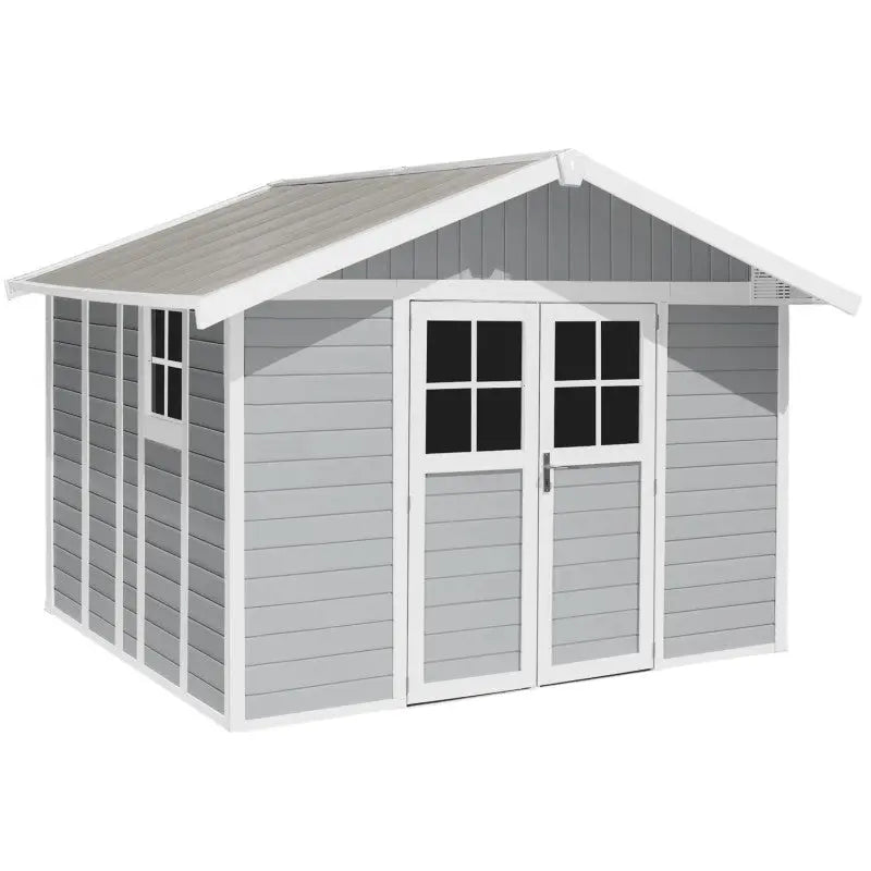 Abri de jardin en PVC 11,2m² DECO gris clair et blanc Grosfillex + Kit ancrage offert Ma boutique