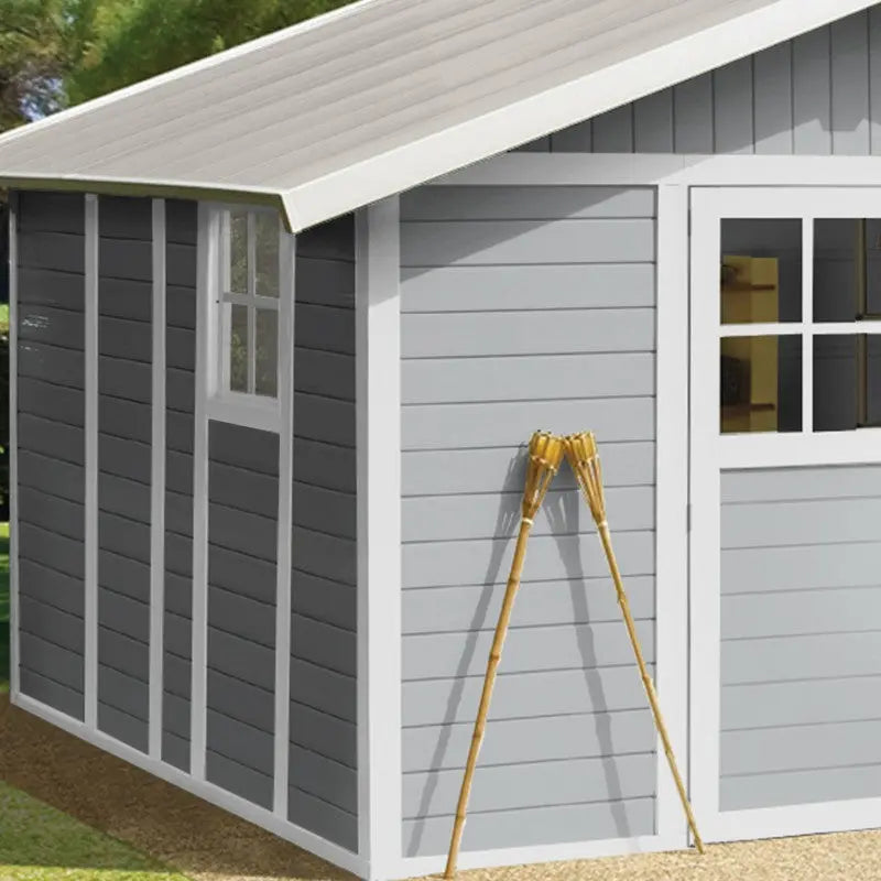 Abri de jardin en PVC 11,2m² DECO gris clair et blanc Grosfillex + Kit ancrage offert Ma boutique