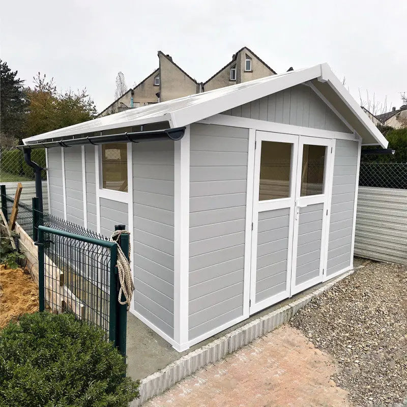 Abri de jardin en PVC 11,2m² DECO gris clair et blanc Grosfillex + Kit ancrage offert Ma boutique