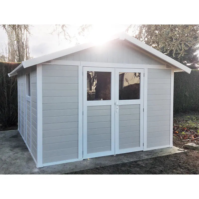 Abri de jardin en PVC 11,2m² DECO gris clair et blanc Grosfillex + Kit ancrage offert Ma boutique