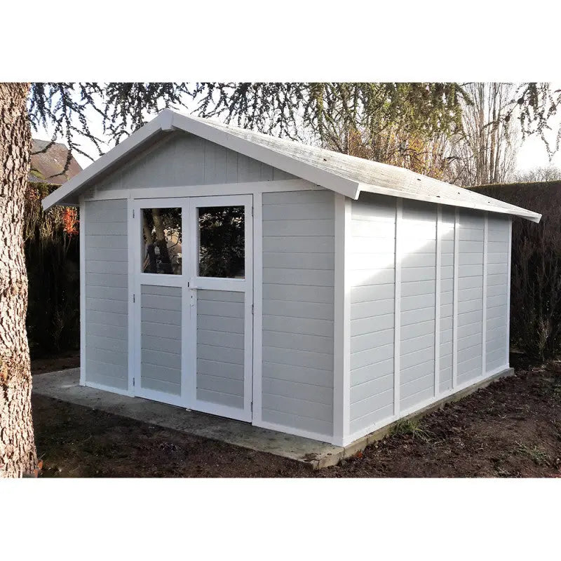 Abri de jardin en PVC 11,2m² DECO gris clair et blanc Grosfillex + Kit ancrage offert Ma boutique
