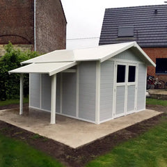 Abri de jardin en PVC 11,2m² DECO gris clair et blanc Grosfillex + Kit ancrage offert Ma boutique