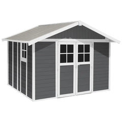 Abri de jardin en PVC 11,2m² DECO gris foncé et blanc Grosfillex + kit ancrage offert Ma boutique