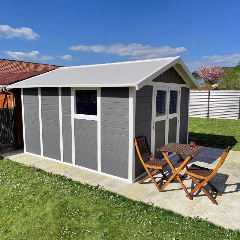 Abri de jardin en PVC 11,2m² DECO gris foncé et blanc Grosfillex + kit ancrage offert Ma boutique