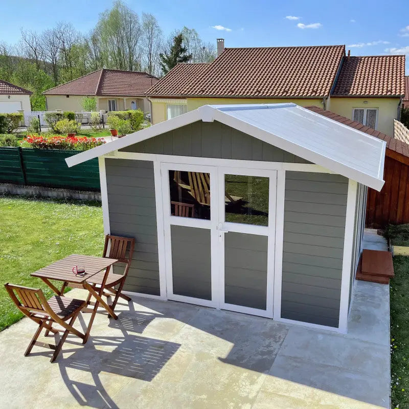 Abri de jardin en PVC 11,2m² DECO gris foncé et blanc Grosfillex + kit ancrage offert Ma boutique