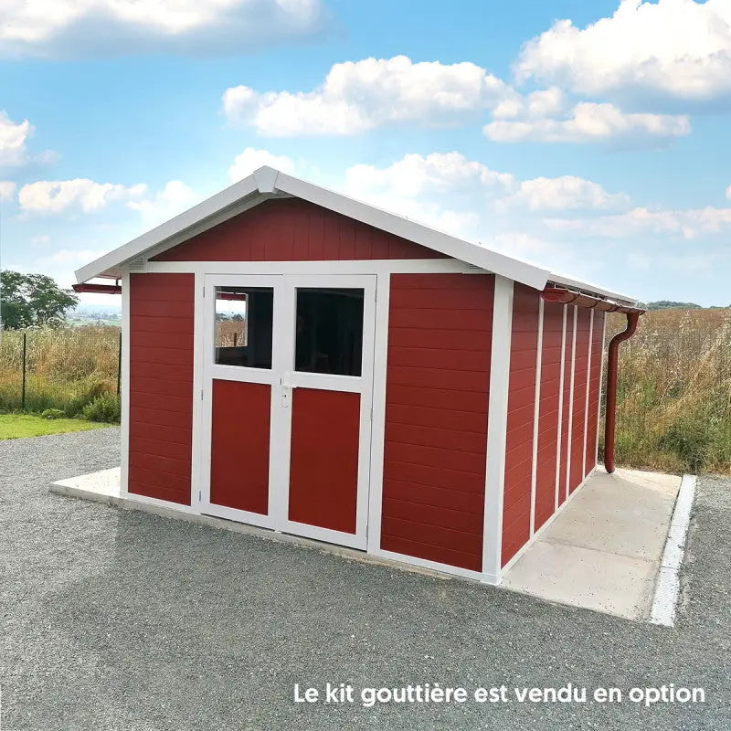 Abri de jardin en PVC 11,2m² DECO rouge et blanc Grosfillex + kit ancrage offert Ma boutique