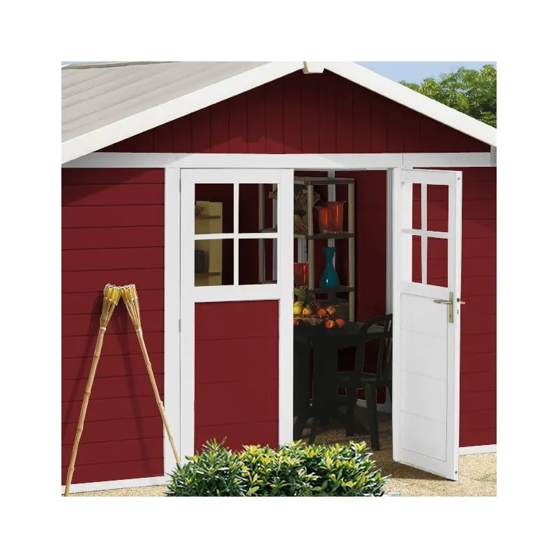 Abri de jardin en PVC 11,2m² DECO rouge et blanc Grosfillex + kit ancrage offert Ma boutique