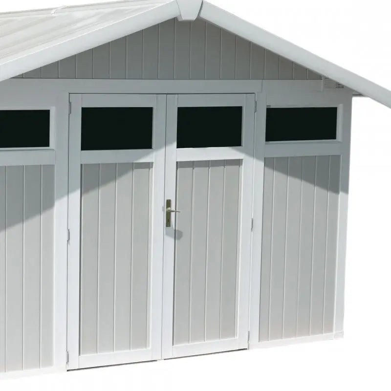 Abri de jardin en PVC 11,2m² UTILITY blanc et gris bleu Grosfillex + kit ancrage offert Ma boutique