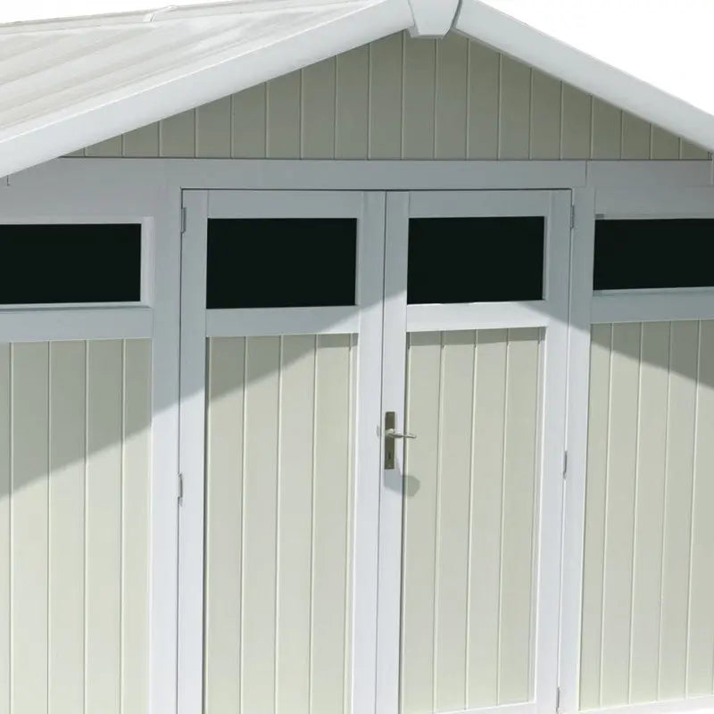 Abri de jardin en PVC 11,2m² UTILITY blanc et gris vert Grosfillex + kit ancrage offert Ma boutique