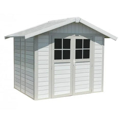 Abri de jardin en PVC 4,9m² DECO blanc et gris vert Grosfillex + kit ancrage offert Ma boutique