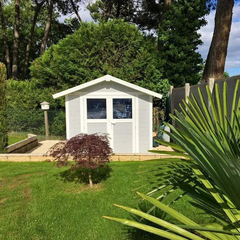 Abri de jardin en PVC 4,9m² DECO gris clair et blanc Grosfillex + kit ancrage offert Ma boutique