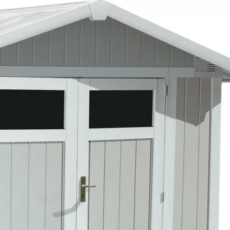 Abri de jardin en PVC 4,9m² UTILITY blanc et gris bleu Grosfillex + kit ancrage offert Ma boutique