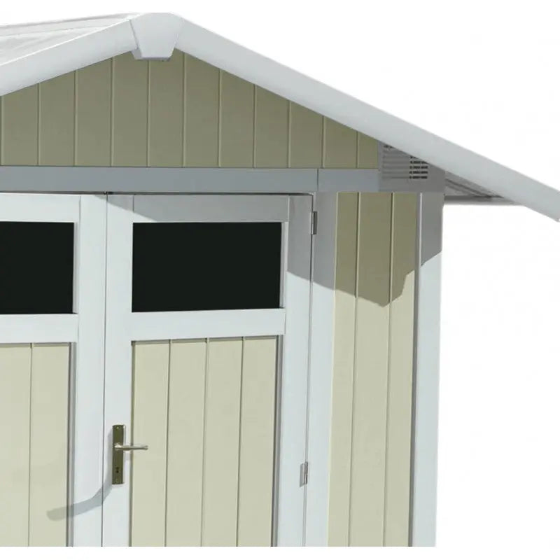 Abri de jardin en PVC 4,9m² UTILITY blanc et gris vert Grosfillex + kit ancrage offert Ma boutique