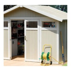 Abri de jardin en PVC 7,53m² UTILITY blanc et gris vert Grosfillex + kit ancrage offert Ma boutique