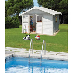 Abri de jardin en PVC 7,5m² DECO blanc et gris vert Grosfillex + kit ancrage offert Ma boutique