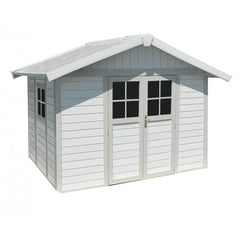 Abri de jardin en PVC 7,5m² DECO blanc et gris vert Grosfillex + kit ancrage offert Ma boutique