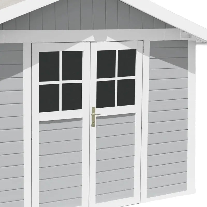 Abri de jardin en PVC 7,5m² DECO gris clair et blanc Grosfillex + kit ancrage offert Ma boutique