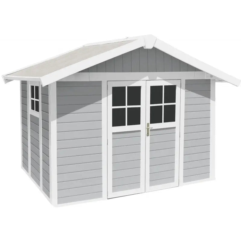 Abri de jardin en PVC 7,5m² DECO gris clair et blanc Grosfillex + kit ancrage offert Ma boutique