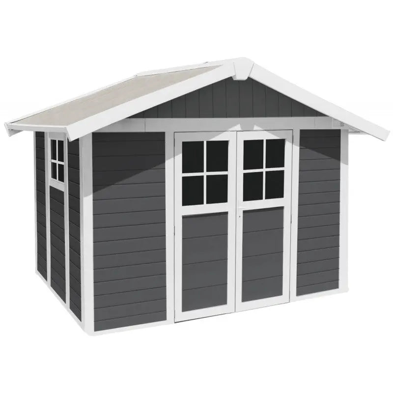 Abri de jardin en PVC 7,5m² DECO gris foncé et blanc Grosfillex + kit ancrage offert Ma boutique