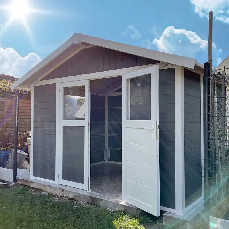 Abri de jardin en PVC 7,5m² DECO gris foncé et blanc Grosfillex + kit ancrage offert Ma boutique