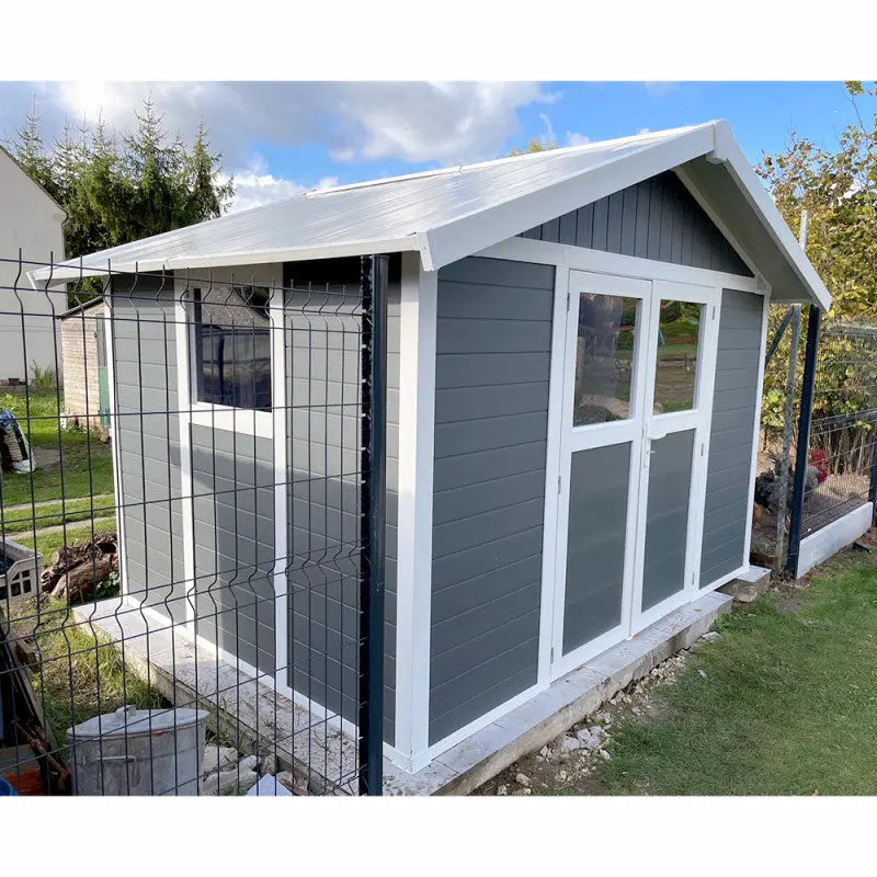 Abri de jardin en PVC 7,5m² DECO gris foncé et blanc Grosfillex + kit ancrage offert Ma boutique