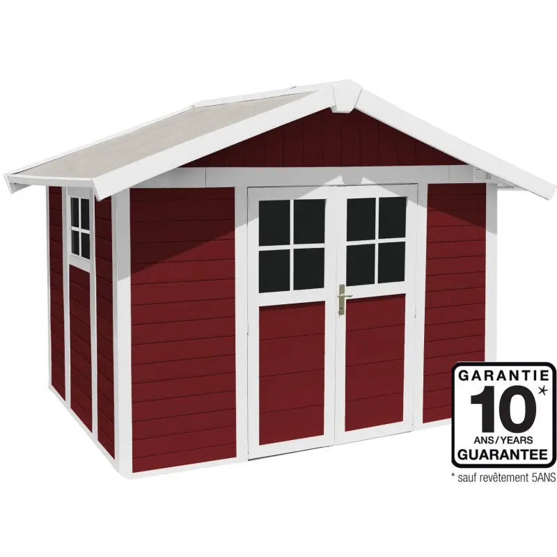 Abri de jardin en PVC 7,5m² DECO rouge et blanc Grosfillex + kit ancrage offert Ma boutique