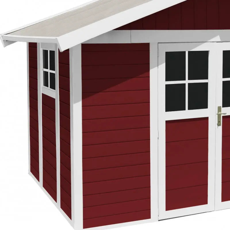 Abri de jardin en PVC 7,5m² DECO rouge et blanc Grosfillex + kit ancrage offert Ma boutique