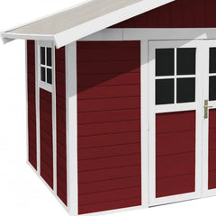 Abri de jardin en PVC 7,5m² DECO rouge et blanc Grosfillex + kit ancrage offert Ma boutique