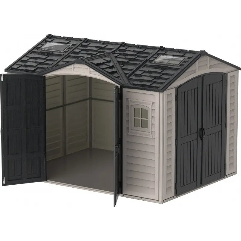 Abri de jardin en PVC 8,05m² DarkGrey Apex + kit de fondation DURAMAX Ma boutique