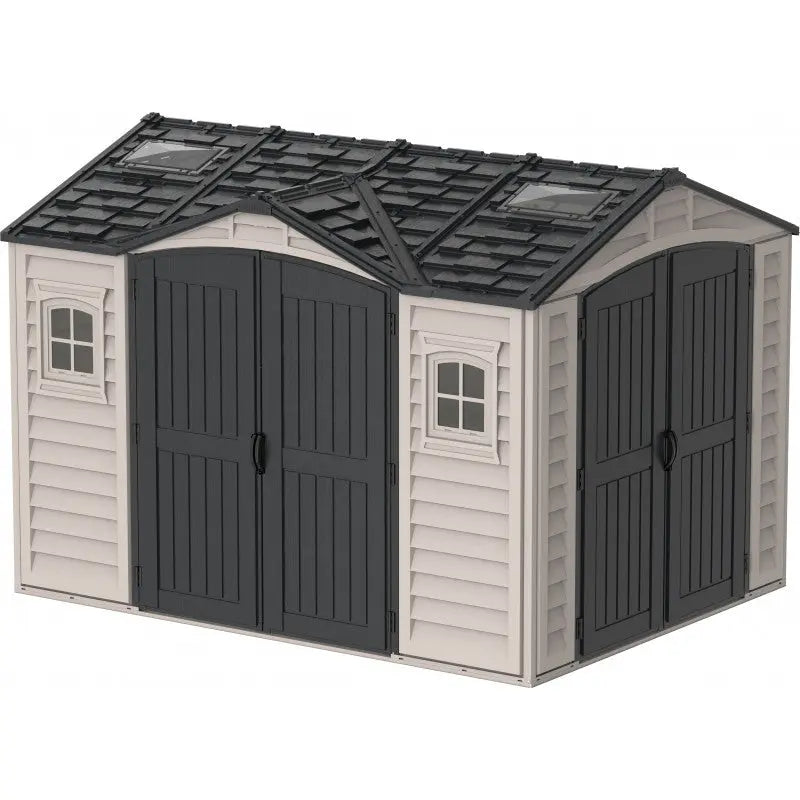 Abri de jardin en PVC 8,05m² DarkGrey Apex + kit de fondation DURAMAX Ma boutique