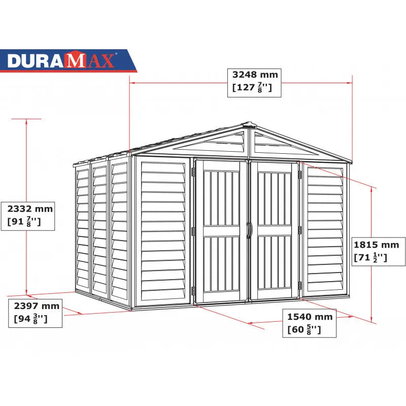 Abri de jardin en PVC 8,05m² DarkGrey Premium + kit de fondation DURAMAX Ma boutique