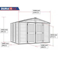 Abri de jardin en PVC 8,05m² DarkGrey Premium + kit de fondation DURAMAX Ma boutique