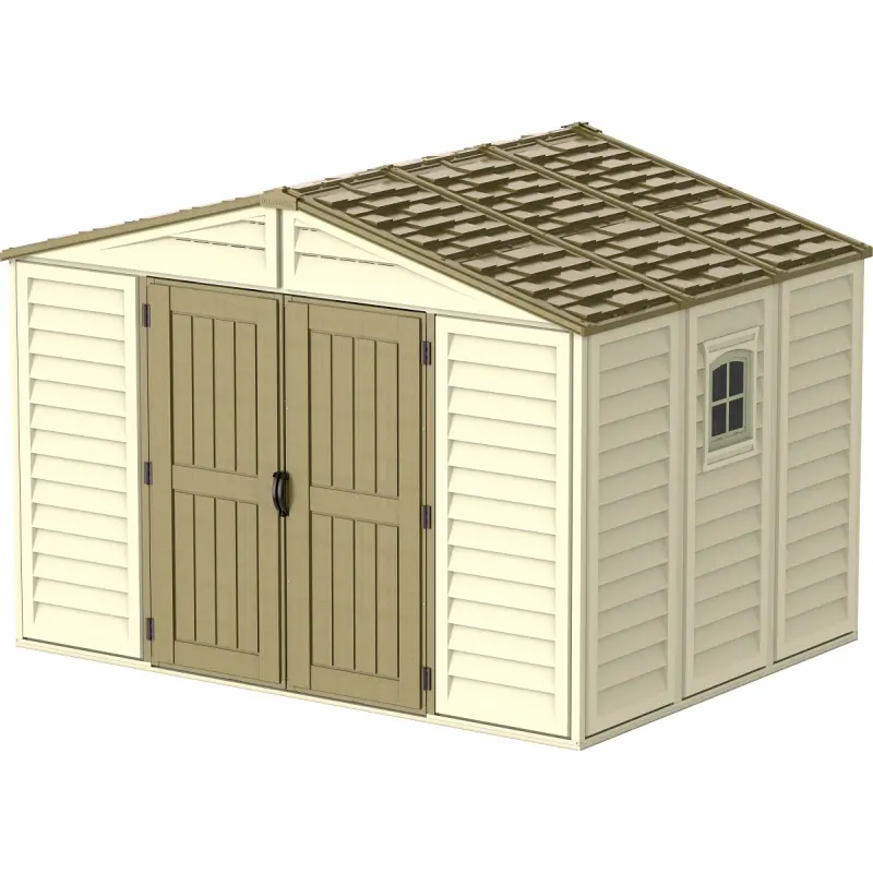 Abri de jardin en PVC 8,05m² Woodbridge + kit de fondation DURAMAX Ma boutique