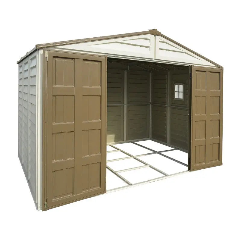 Abri de jardin en PVC 8,05m² Woodbridge + kit de fondation DURAMAX Ma boutique
