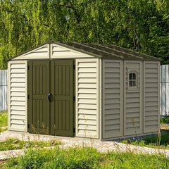 Abri de jardin en PVC 8,05m² Woodbridge + kit de fondation DURAMAX Ma boutique