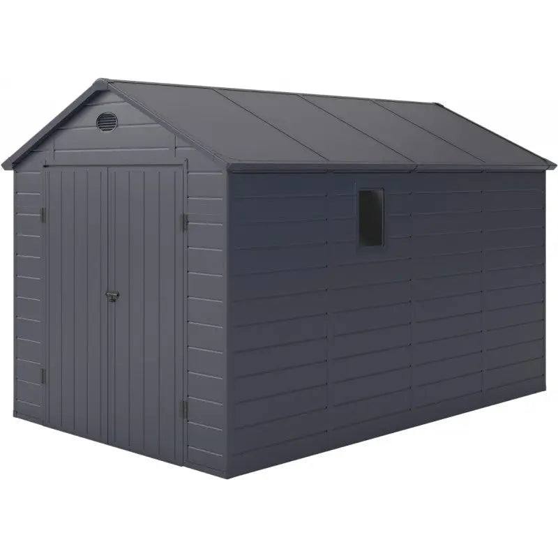 Abri de jardin en résine anthracite 8,90m² + kit de fondation - JOBU Ma boutique